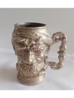 Vintage Heavy solid brass Figural Mug , 4.5 height 1960's